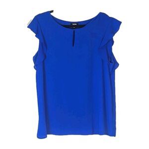 TACERA Women's Ruffle Cap Sleeve Blouse Royal  Blue Size Large
